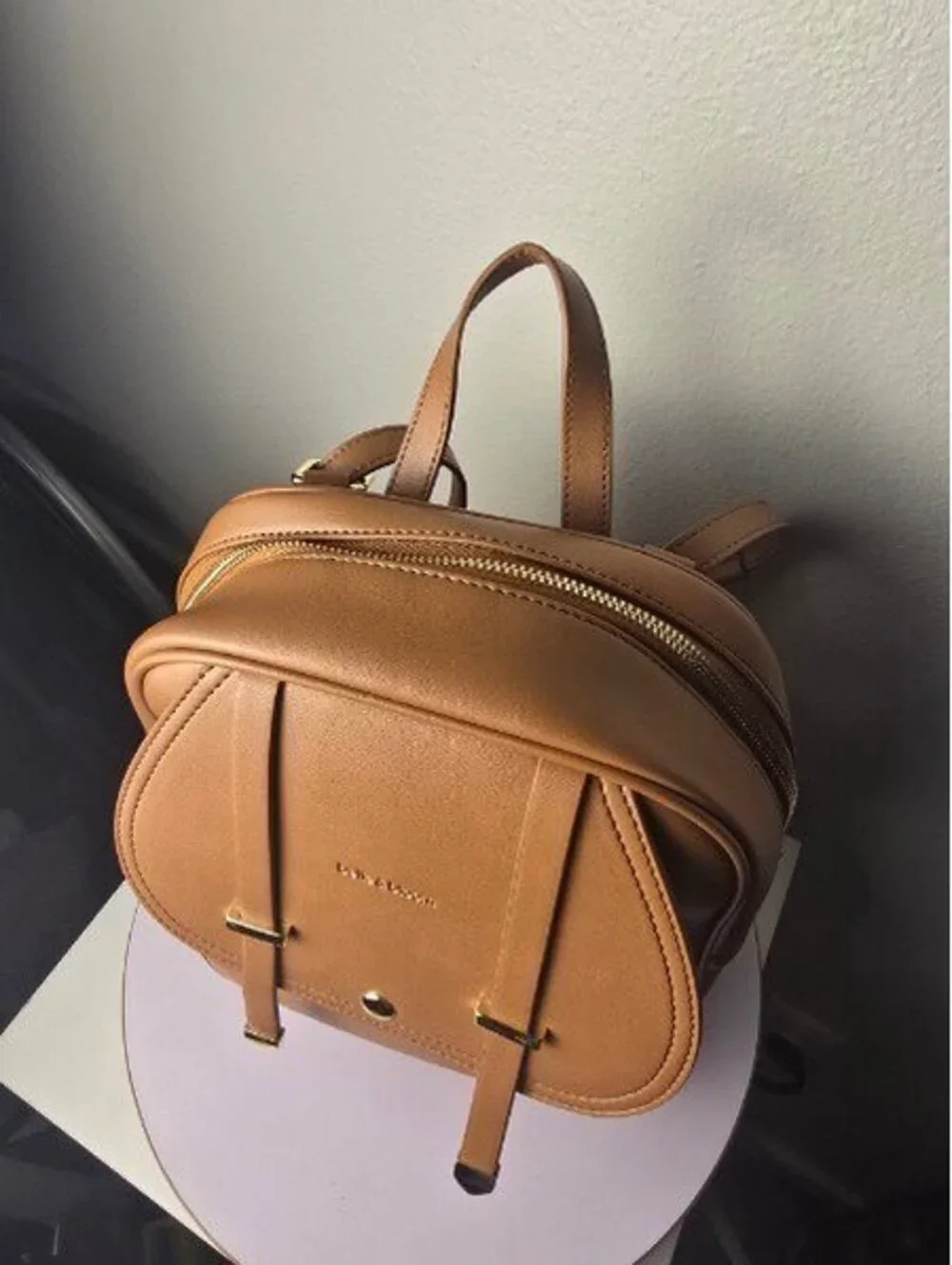 Belle & Bloom Camila Leather Backpack – Tan/Brown Gold Hardware Excellent